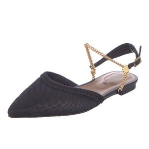 FENDI Black Colibri lite flat with Gold Chain Accent
